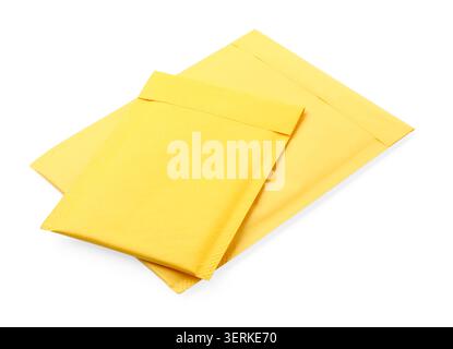 Two yellow paper envelopes isolated on white Stock Photo