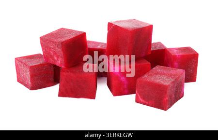 Pile of diced young beet isolated on white Stock Photo