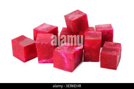 Pile of diced young beet isolated on white Stock Photo
