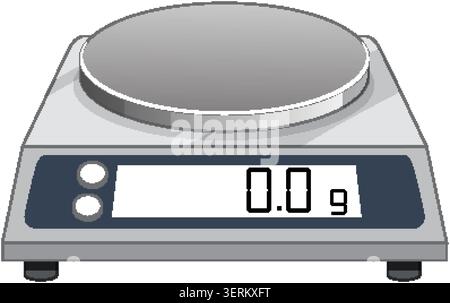 A clean vector illustration of a digital laboratory scale with a zero gram display Stock Vector