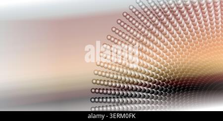 An abstract digital art background featuring a series of curved lines composed of small, spherical shapes with a warm, gradient color palette. Stock Photo