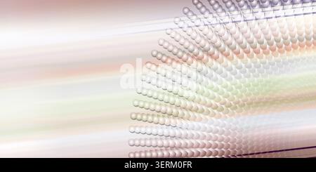 A creative digital image featuring a radial pattern of spheres overlaid with subtle, colorful light streaks and a soft, ethereal gradient background. Stock Photo