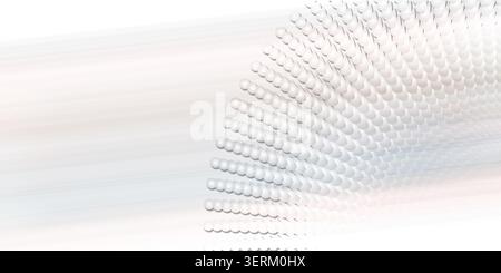 An abstract digital art background featuring a series of curved lines composed of small, white spherical shapes, creating a sense of depth and motion. Stock Photo