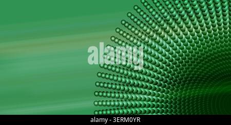 An abstract background featuring a vibrant green radial pattern of spheres, creating a sense of depth and geometric complexity. Stock Photo