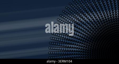 An abstract background featuring a radial arrangement of dark blue spheres, creating a sense of depth and motion with a smooth gradient effect. Stock Photo