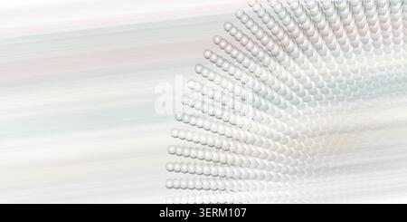 An abstract background featuring a radial arrangement of light grey spheres, creating a sense of depth and motion with a soft, bright gradient effect. Stock Photo