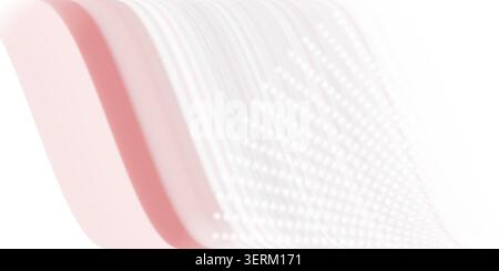 Abstract background featuring soft, flowing pink waves on the left and a radiating pattern of glowing white dots on the right, elegant design. Stock Photo