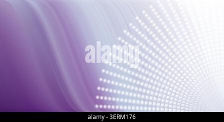 An abstract background featuring soft, flowing purple waves on the left and a radiating pattern of glowing white dots on the right, creating a modern Stock Photo