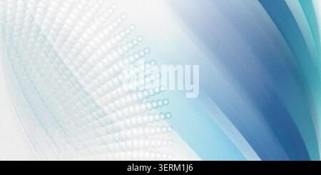 Abstract background featuring a dynamic gradient of blue and teal hues on the right, contrasting with a delicate pattern of light blue circles and dot Stock Photo