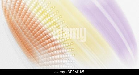 Vibrant abstract background featuring a gradient of orange, yellow, and light purple, with a dynamic geometric pattern and grainy texture. Stock Photo