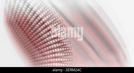 Abstract background featuring a curved array of 3D spheres with a red and grey color palette, creating a sense of depth and motion. Stock Photo