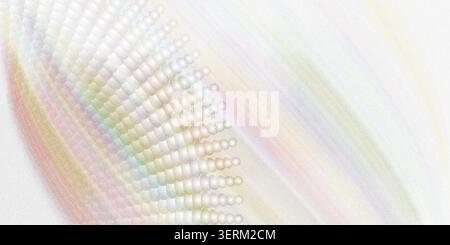 An abstract digital artwork displaying a radial arrangement of spheres with soft, ethereal pastel color washes across a textured background. Stock Photo