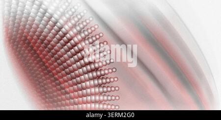 An abstract artistic image featuring a curved arrangement of spheres with a soft pink and grey color palette and subtle light streaks. Stock Photo