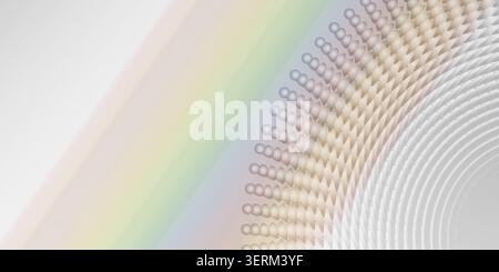 A high-resolution abstract background featuring a radial arrangement of spheres transitioning into a smooth, multi-colored gradient on the left side. Stock Photo