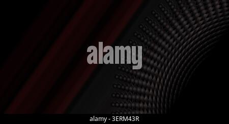 A dark, moody abstract image featuring a repeating pattern of spheres arranged in a curve, set against a deep black background with subtle diagonal li Stock Photo