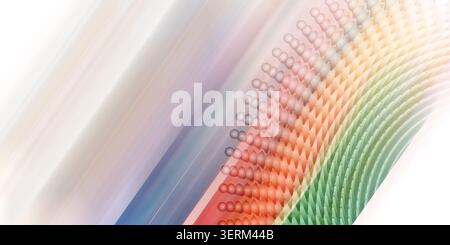A vibrant and colorful abstract background featuring a blend of red, green, and white, with a central circular dot pattern and soft, flowing light str Stock Photo