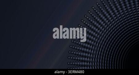 Dark, moody abstract background featuring a circular pattern of spheres and concentric lines, creating a sophisticated and mysterious design. Stock Photo