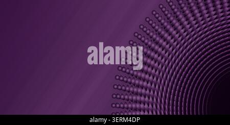 A vibrant purple abstract background showcasing a repeating radial pattern of spheres that fade into a dark corner, creating a sleek digital aesthetic Stock Photo