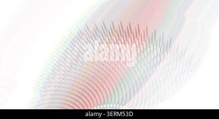 An abstract digital artwork featuring a fan-like array of radiating spikes set against a soft, light, multi-colored rainbow gradient background. Stock Photo