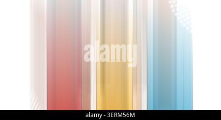 Abstract background featuring vertical gradient stripes in red, yellow, and blue, with soft light effects and a subtle dotted pattern on the right sid Stock Photo