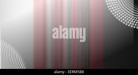 An abstract background featuring vertical lines in shades of grey and red, with geometric dot and line patterns in the corners, creating a modern desi Stock Photo