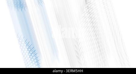 A clean, abstract digital background featuring intricate geometric patterns, spheres, and spikes, with a soft blue gradient, isolated on white. Stock Photo