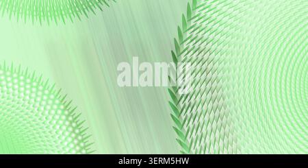 A sophisticated abstract background featuring repeating geometric shapes, radial patterns, and a soft, green-toned gradient with subtle light effects. Stock Photo