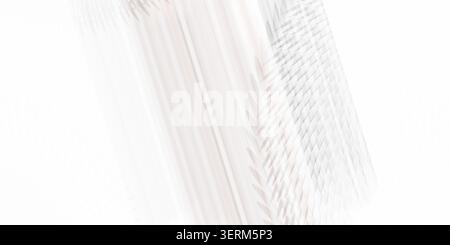 A minimalist abstract background with very faint, light-colored geometric textures and soft diagonal light rays, isolated on a white background. Stock Photo