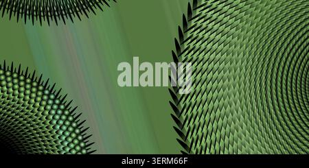 An abstract background featuring repeating geometric shapes and deep green and black gradients, creating a modern and dark visual effect. Stock Photo