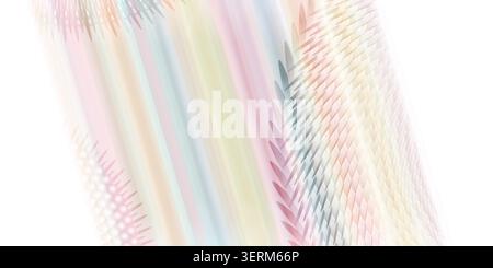 A soft, multi-colored pastel abstract background with repeating geometric spike patterns and light gradients, isolated on white. Stock Photo