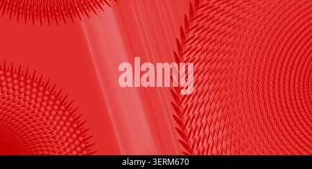 A bold and vibrant red abstract background featuring intricate, repeating spike and leaf-like patterns with a dynamic, flowing composition. Stock Photo