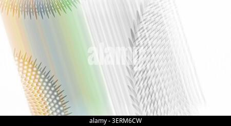 An abstract digital art composition featuring radial spiky circular patterns with soft, multi-colored gradients on a light, textured background. Stock Photo