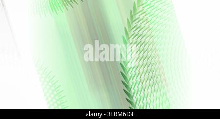Abstract digital background in shades of green, featuring repeating leaf-like geometric shapes and soft motion blur effects, isolated on white backgro Stock Photo