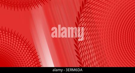 An abstract digital art background featuring diagonal stripes in shades of red, combined with intricate, repeating geometric spike patterns. Stock Photo