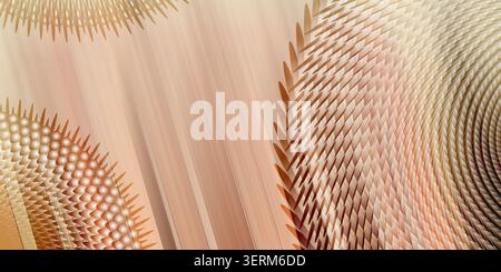 Abstract background featuring bronze-toned radial patterns, textured geometric shapes, and soft light streaks, creating a sophisticated and warm visua Stock Photo