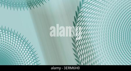 An abstract digital background featuring repeating geometric leaf-like patterns and soft gradient light rays in cool teal and blue tones. Stock Photo
