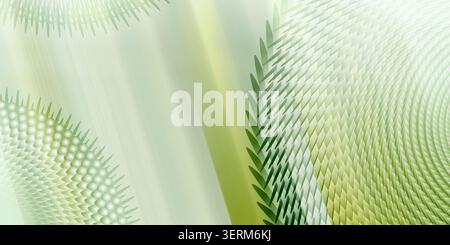 An abstract digital background featuring repeating geometric leaf-like patterns and soft gradient light rays in shades of green. Stock Photo