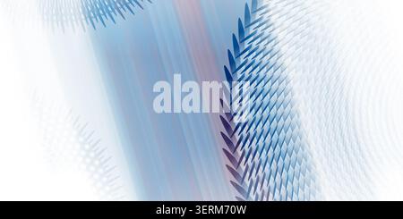 An abstract digital image featuring a repeating geometric pattern and soft blue light streaks, isolated on white background. Stock Photo