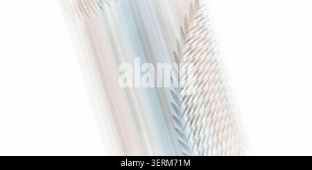 An abstract digital composition featuring a repeating geometric pattern of small shapes and soft, blurred light streaks, isolated on white background. Stock Photo