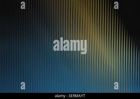 An abstract, textured background featuring a pattern of vertical lines with a soft, gradient light effect transitioning from blue to warm yellow. Stock Photo