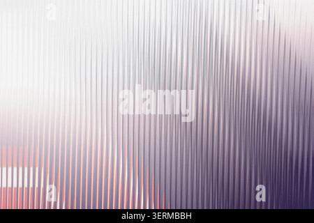 An abstract background composed of vertical ribbed textures illuminated by a soft purple and pink light gradient. Stock Photo