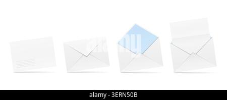 Open and closed envelopes, envelope with paper, vector eps10 illustration Stock Vector