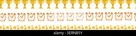 Back to School supplies border, flat vector illustration isolated on white. Stock Vector