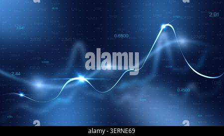 Stock market trends shown in a diagram with fluctuating lines on a digital background Stock Photo