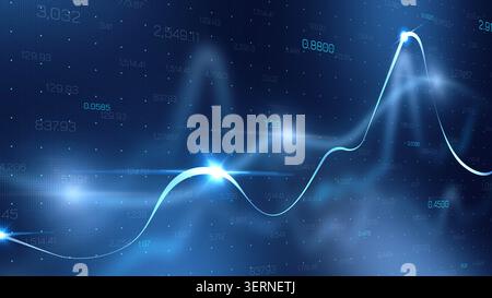 Stock market chart showing trading trends and fluctuations in real time Stock Photo