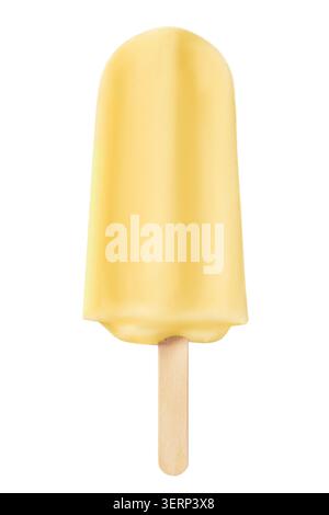 Lemon yellow popsicle ice cream isolated over white Stock Photo