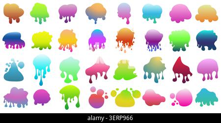Abstract colorful liquid blobs set. Gradient fluid shapes and organic clouds collection. Vector illustration. Stock Vector