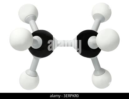 Model of ethane molecule isolated on white background Stock Photo