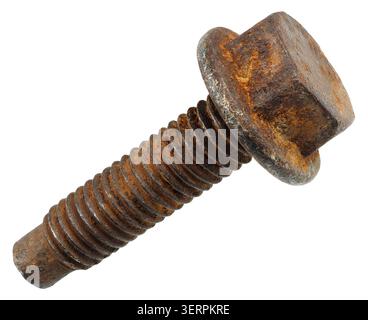 Old rusty screw isolated on white background Stock Photo