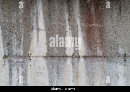 Aged Concrete Surface with Drip Marks and Distressed Texture Stock Photo